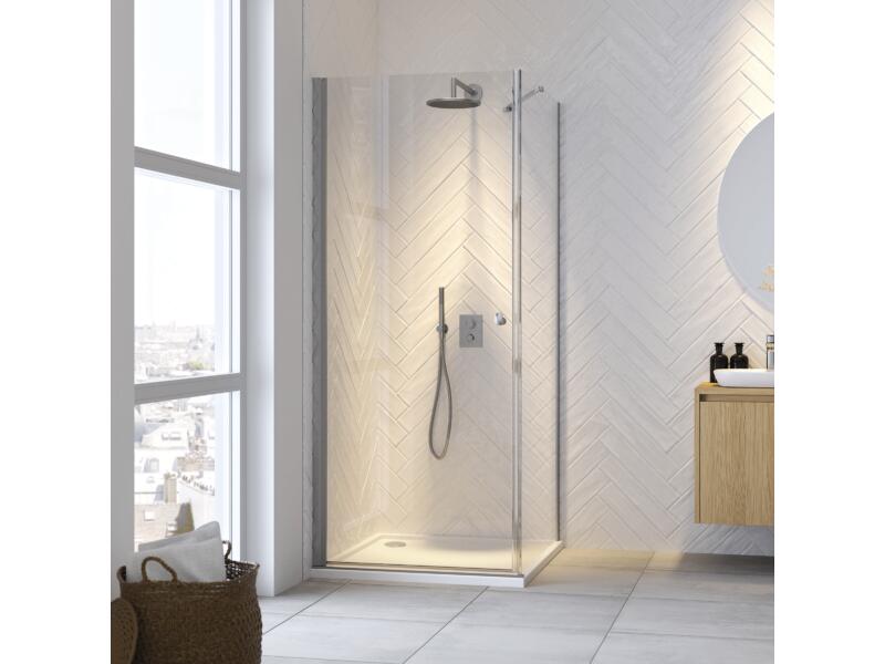 Sealskin Hooked porte de douche pivotante avec paroi latérale 90x90 cm verre transparent