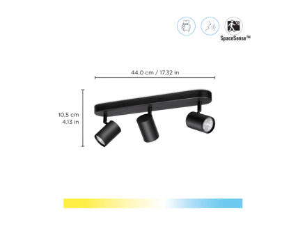 WiZ Imageo LED balkspot GU10 3x5 W dimbaar zwart