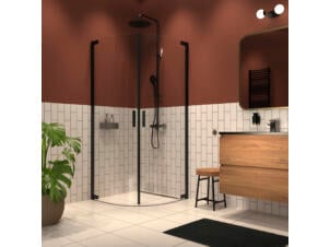 Sealskin Inc. cabine de douche 100x100x200 cm quart de rond verre transparent noir mat