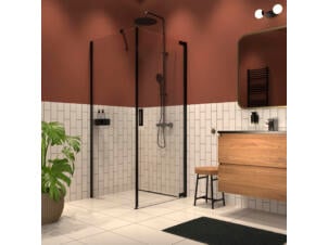 Sealskin Inc. porte de douche pivotante + paroi fixe 100x100x200 cm verre transparent noir mat