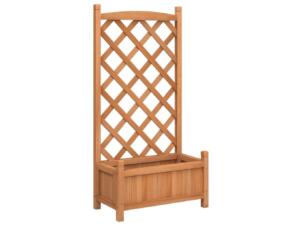 Jardinière avec treillis bois massif de sapin marron