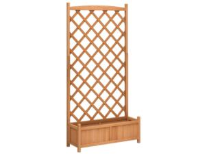 Jardinière avec treillis bois massif de sapin marron