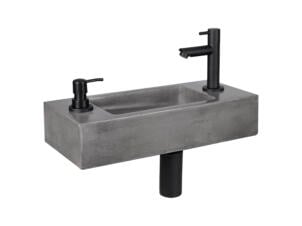 Differnz Jax lave-mains 42x18,5 cm avec robinet et distributeur de savon béton