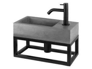 Differnz Jukon lave-mains 38,5x18,5 cm avec robinet et porte-serviettes béton