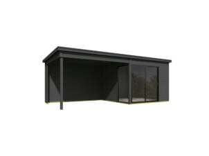 Outdoor Life Products Julia abri de jardin en bois 295x295x239 cm chalet + extension 350cm carbon grey
