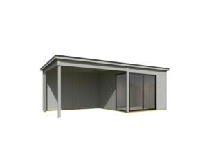 Outdoor Life Products Julia abri de jardin en bois 295x295x239 cm chalet + extension 350cm platinum grey