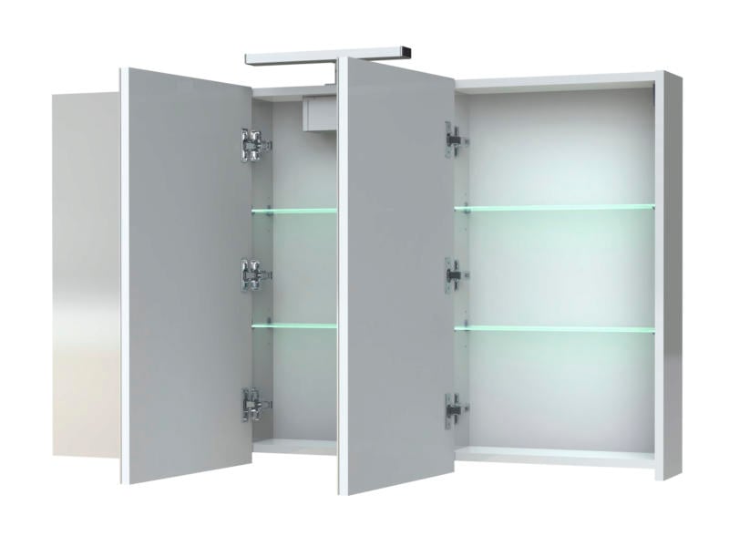 Allibert Juno armoire de toilette 120cm 3 portes miroir blanc brillant