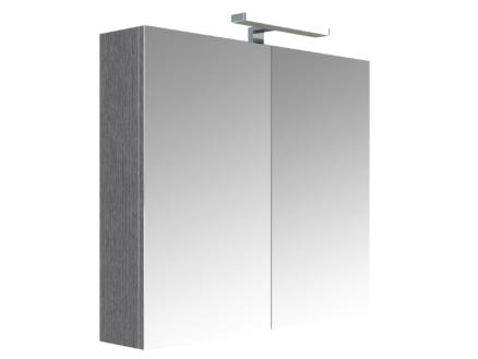 Allibert Juno armoire de toilette 80cm 2 portes miroir chêne anthracite 1