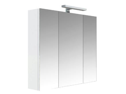 Allibert Juno armoire de toilette 80cm 3 portes miroir blanc brillant 1