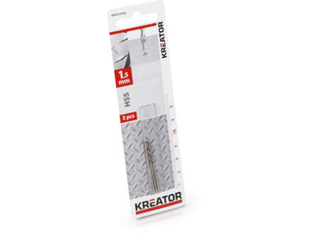 Kreator KRT010102 metaalboor HSS 1,5mm 3 stuks 1