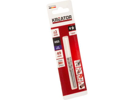 Kreator KRT010103 metaalboor HSS 2mm 3 stuks 1