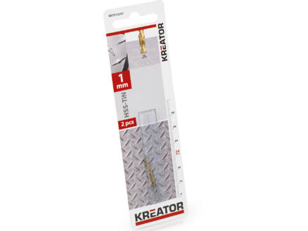 Kreator KRT010201 metaalboor HSS-TiN 1mm 2 stuks 1