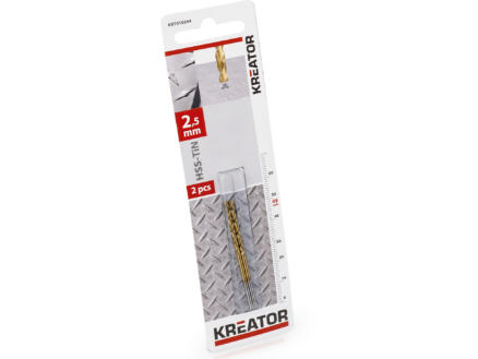 Kreator KRT010204 metaalboor HSS-TiN 2,5mm 2 stuks 1