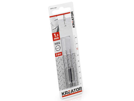 Kreator KRT011301 metaalboor HSS HEX 1,5mm 2 stuks 1