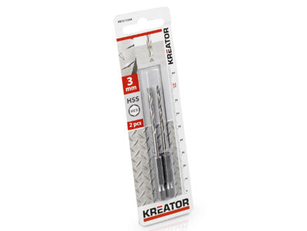 Kreator KRT011304 metaalboor HSS HEX 3mm 2 stuks 1