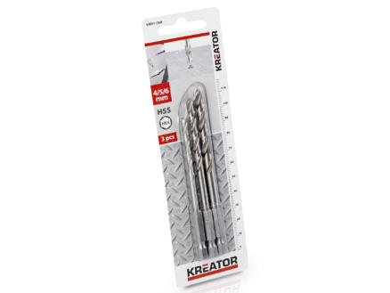 Kreator KRT011308 set de foret à métaux HSS HEX 4/5/6 mm 3 pièces 1
