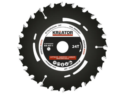 Kreator KRT020302 lame de scie circulaire 150mm 24D bois 1