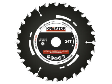 Kreator KRT020303 cirkelzaagblad 160mm 24T hout 1