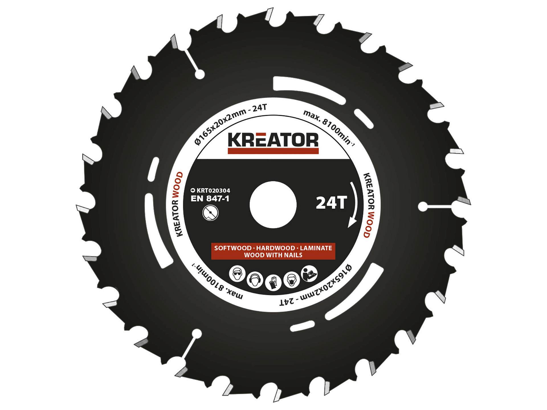 Kreator KRT020304 cirkelzaagblad 165mm 24T hout