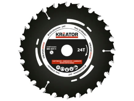 Kreator KRT020304 lame de scie circulaire 165mm 24D bois