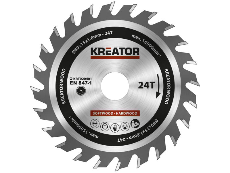 Kreator KRT020401 lame de scie circulaire 89mm 24D bois