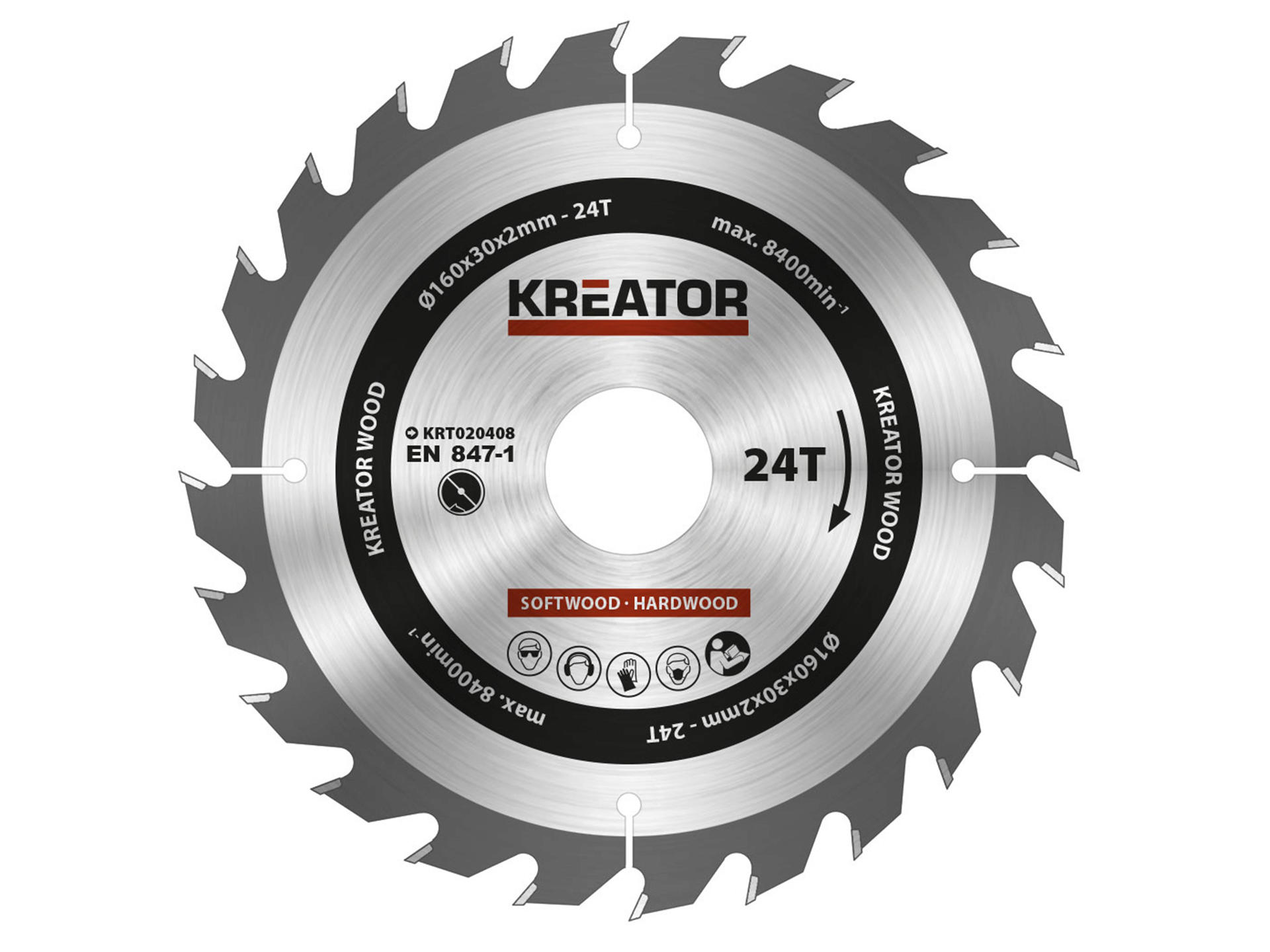 Kreator KRT020408 cirkelzaagblad 160mm 24T hout