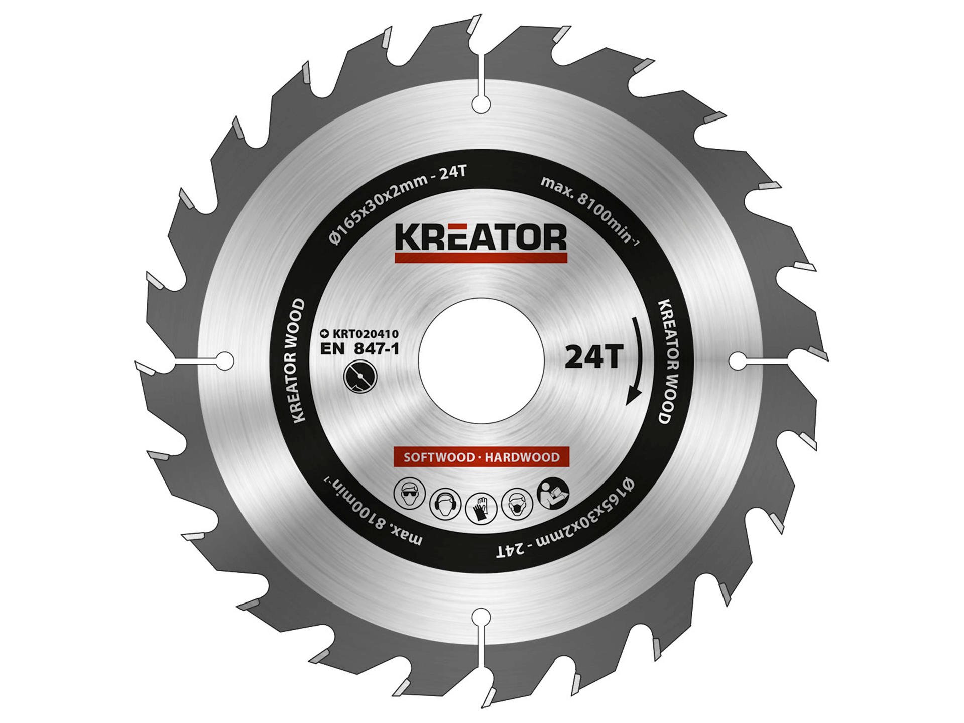 Kreator KRT020410 cirkelzaagblad 165mm 24T hout