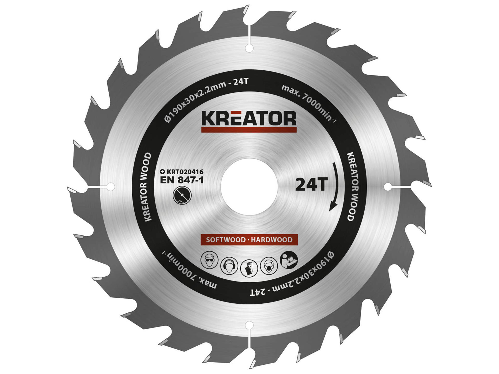 Kreator KRT020416 cirkelzaagblad 190mm 24T hout