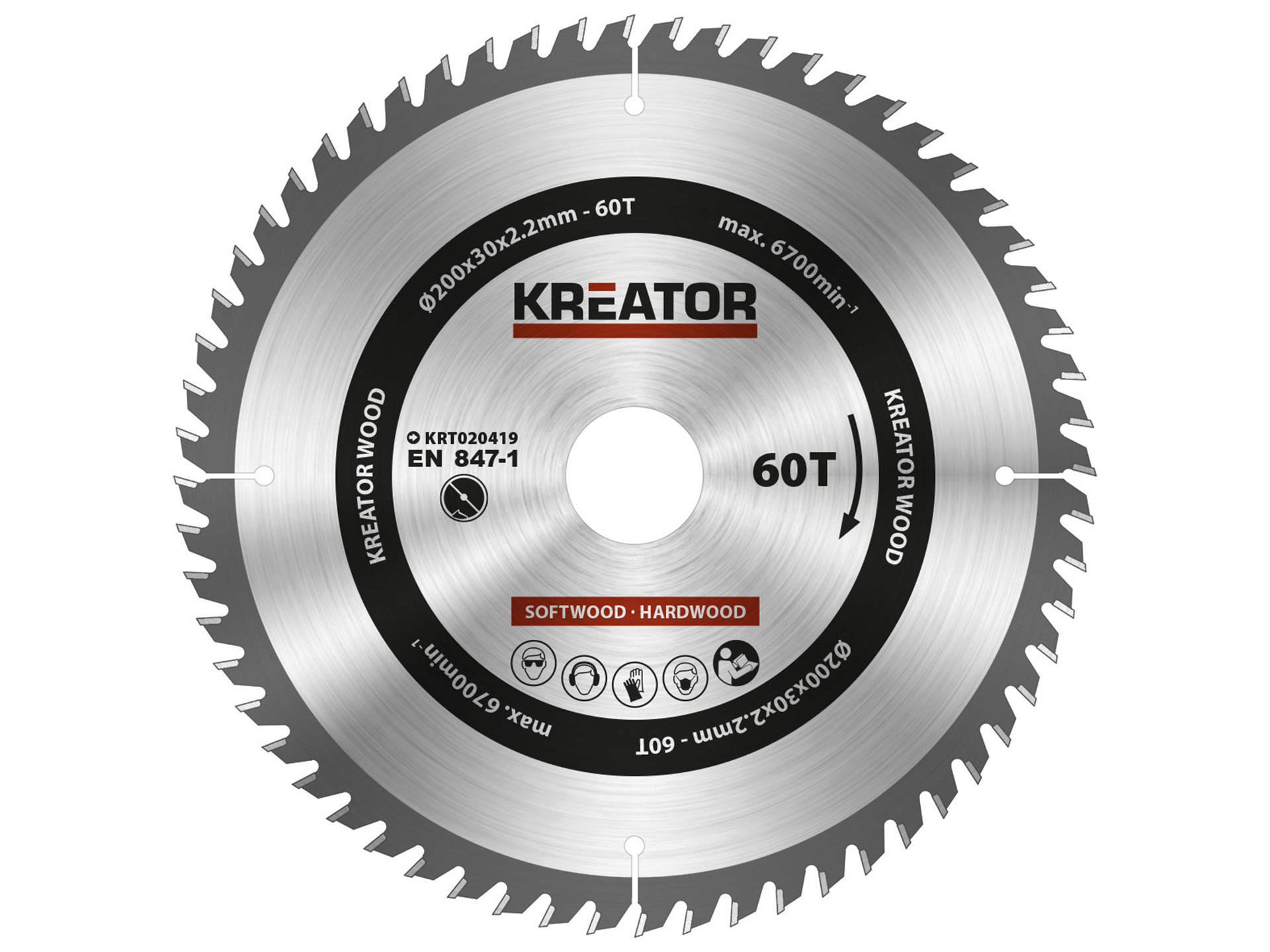 Kreator KRT020419 cirkelzaagblad 200mm 60T hout