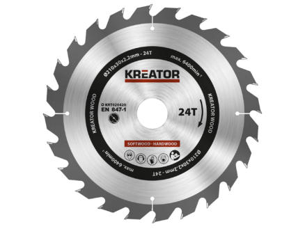 Kreator KRT020420 lame de scie circulaire 210mm 24D bois 1