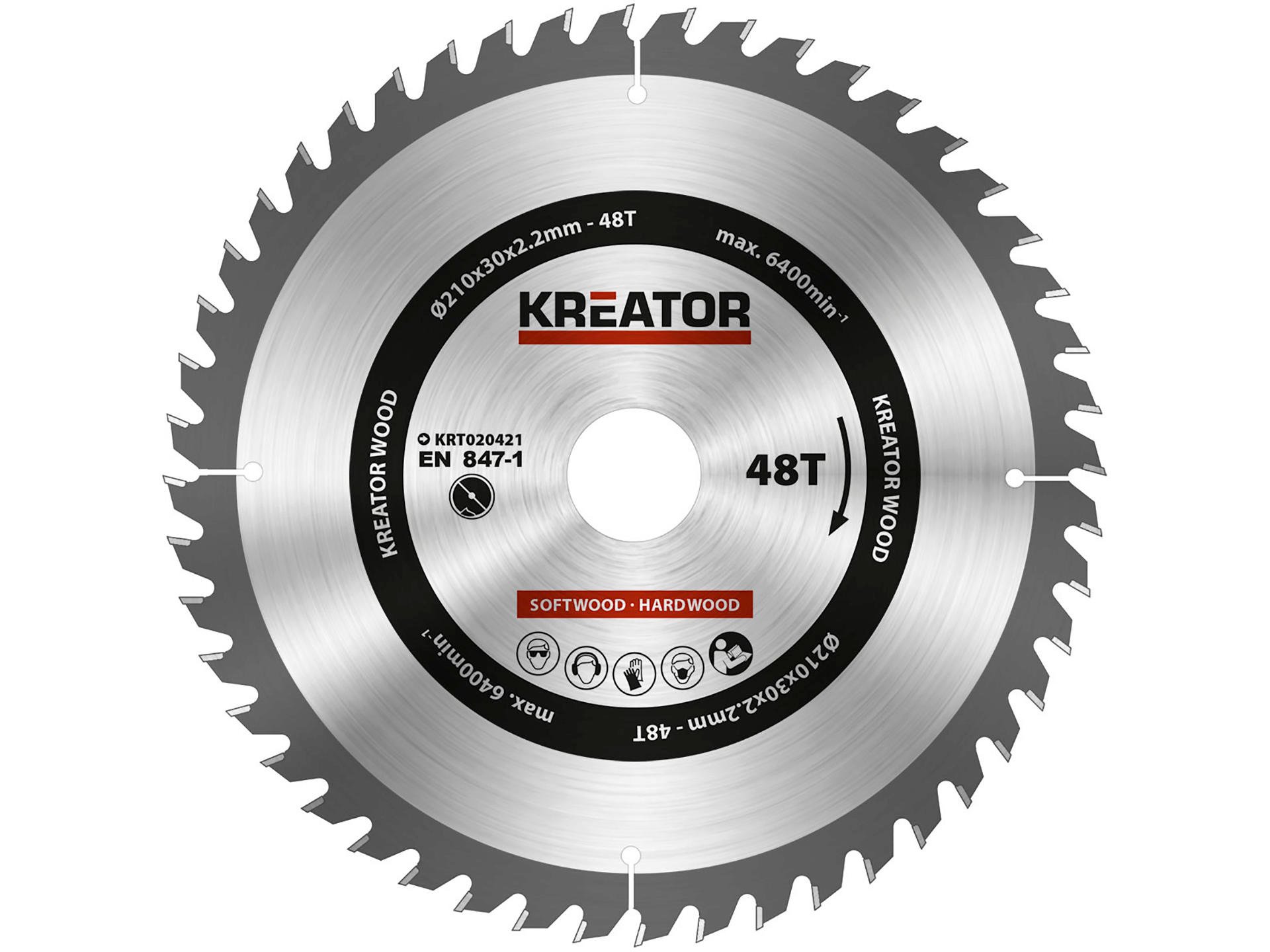 Kreator KRT020421 cirkelzaagblad 210mm 48T hout