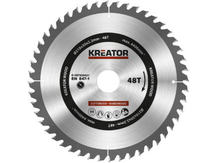 Kreator KRT020421 lame de scie circulaire 210mm 48D bois 1
