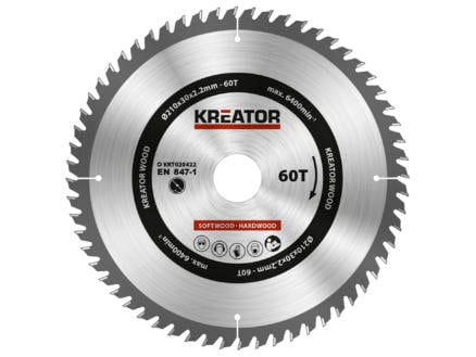 Kreator KRT020422 cirkelzaagblad 210mm 60T hout 1