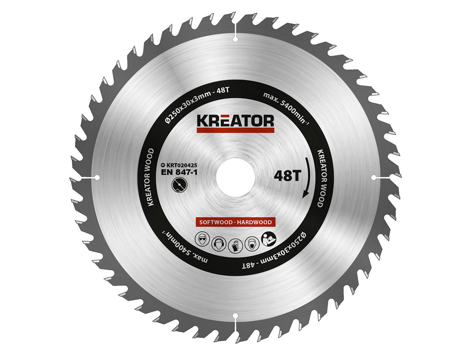 Kreator KRT020425 cirkelzaagblad 250mm 48T hout