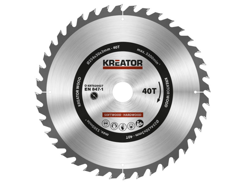 Kreator KRT020427 cirkelzaagblad 254mm 40T hout