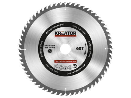 Kreator KRT020428 cirkelzaagblad 254mm 60T hout