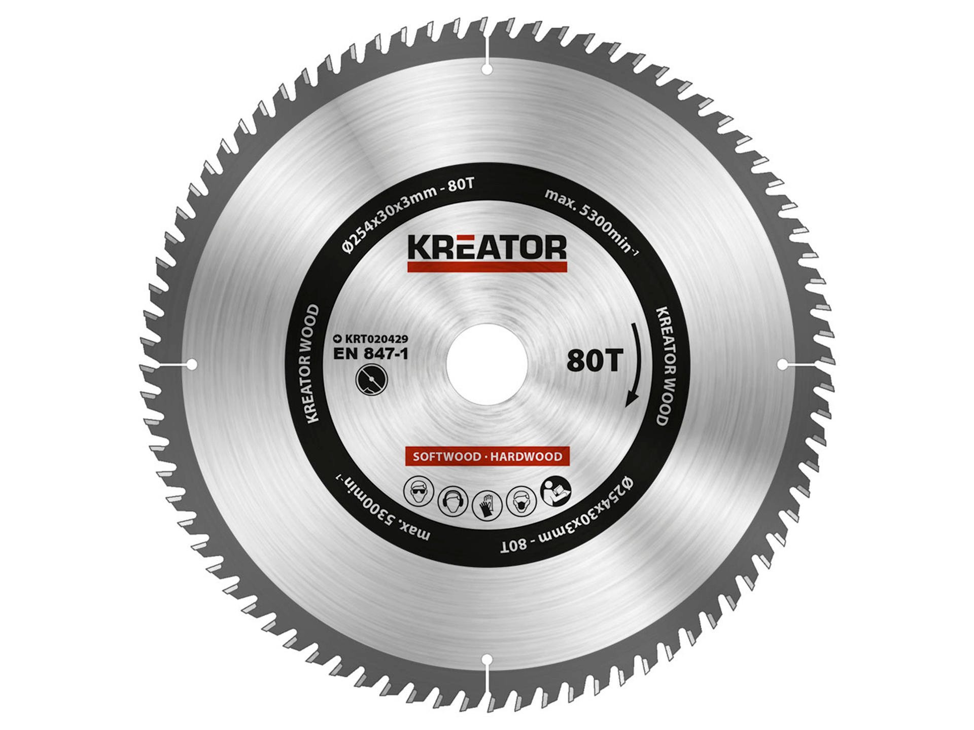 Kreator KRT020429 cirkelzaagblad 254mm 80T hout