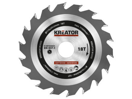Kreator KRT020434 lame de scie circulaire 115mm 18D bois 1