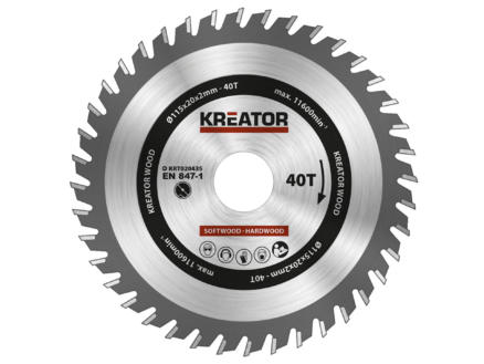 Kreator KRT020435 lame de scie circulaire 115mm 40D bois 1