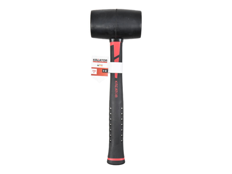 Kreator KRTH90702 Rubber Hamer 700g Glasvezel Zwart Hubo kreator-krth90702-rubber-hamer-700g-glasvezel-zwart-hubo