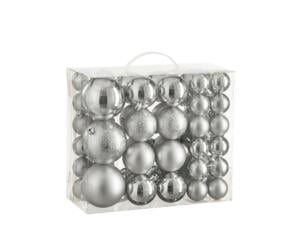 Kerstballen kunststof zilver 46 stuks