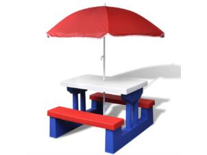 Kinderpicknicktafel met banken + parasol