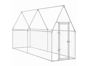Kippenhok gegalvaniseerd staal 400x100x190 cm zilver