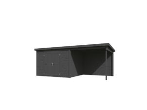 Outdoor Life Products Kjeld abri de jardin en bois 300x250x211 cm chalet + extension 250cm carbon grey