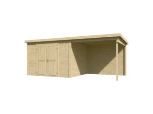 Outdoor Life Products Kjeld abri de jardin en bois 300x250x211 cm chalet + extension 250cm