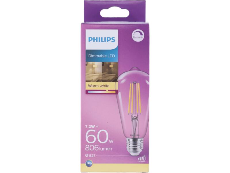 Philips LED Edisonlamp filament E27 7,2W dimbaar