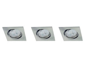 Prolight LED inbouwspot vierkant GU10 3W kantelbaar nikkel 3 stuks