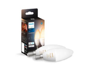 Philips Hue LED kaarslamp E14 6W dimbaar wit 2 stuks