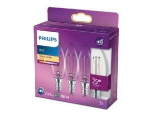 Philips LED kaarslamp filament E14 2W 3 stuks