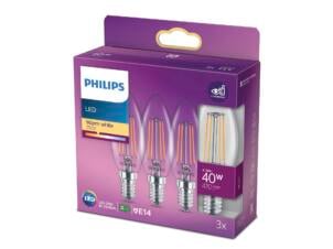 Philips LED kaarslamp filament E14 4,3W 3 stuks